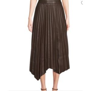 Elie Tahari faux leather pleated midi skirt
